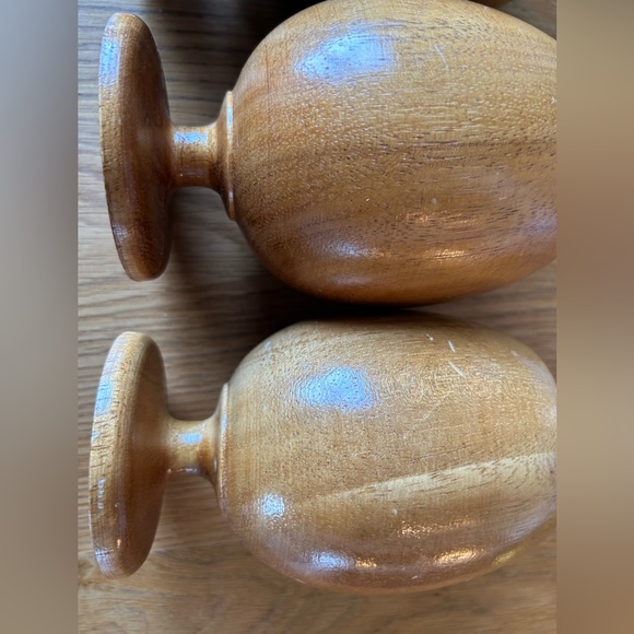 MCM Wood Pedestal Cups/Goblets Set 4 - Picture 7 of 8